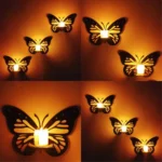 Decorative Butterfly Wall Shelf with Candlestick - Image 2
