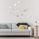 3D Mirror Butterfly Stickers Silver Love Live Laugh Butterfly Wall Letters Butterfly, Home Decoration Decal - Image 2