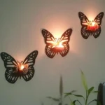 Decorative Butterfly Wall Shelf with Candlestick - Image 3