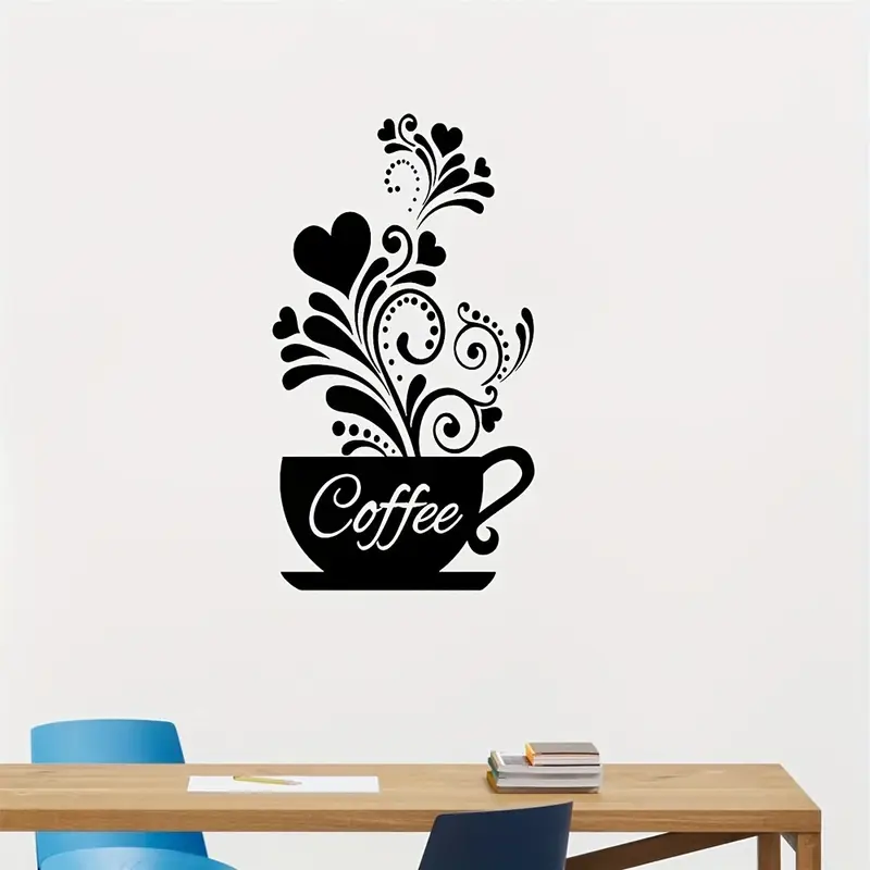 063_65b410e0-12e0-47d2-853e-927c75569889 Coffee Cup With Beautiful Hearts - Kitchen Wall Decal - Best For Gifting - Image 1