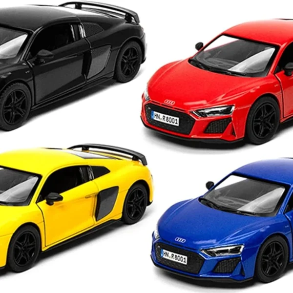 Kinsmart Audi R8 Coupé 2020 Die-Cast Model | 1:36 Scale, Pull-Back Action, Openable Doors – 12cm Miniature Car (KT5422D, Assorted Colors)