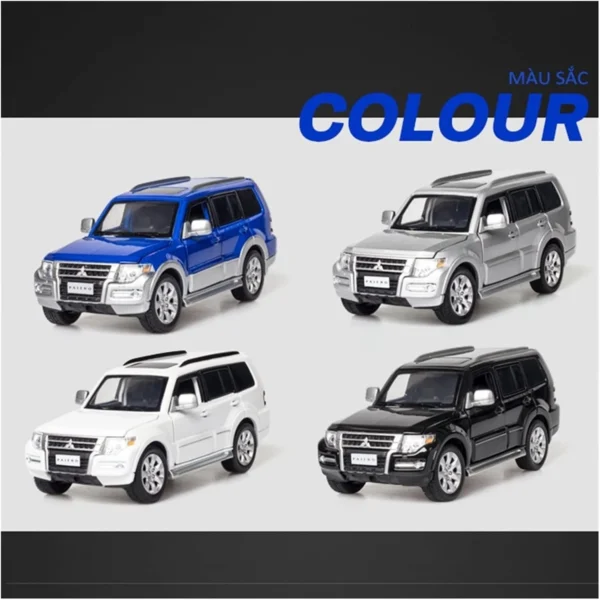 1/32 Mitsubishi Pajero V97 Die‑Cast SUV Model – Silver Alloy Off‑Road Toy Car wi