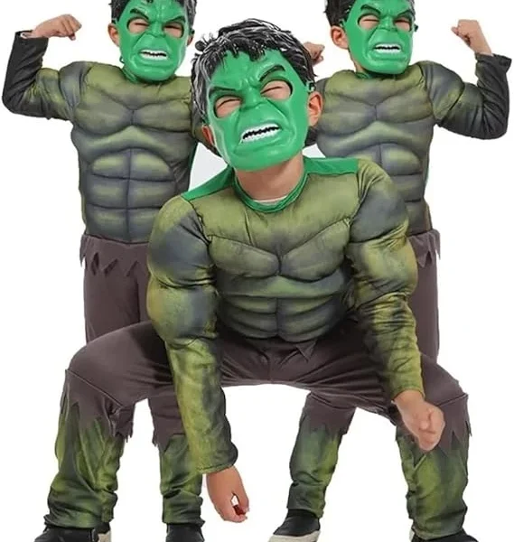Hulk Costume for Kids – Avengers Superhero Outfit with Mask | Boys Character Costume for Halloween, Cosplay & Dress-Up Parties