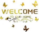 Welcome With Butterflies Wall Mirror - Mirror For Home Decor | Modern Wall Decal - Image 4