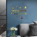 Welcome With Butterflies Wall Mirror - Mirror For Home Decor | Modern Wall Decal