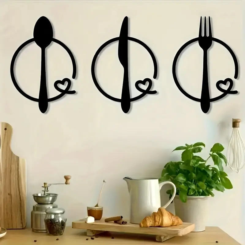 Spoon, Knife and Fork With heart - Beautiful Kitchen Wall Decal - Best For Gifting - Image 1