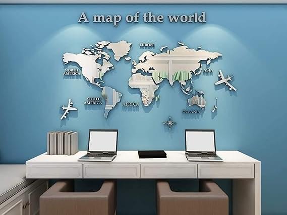 Acrylic 3D Wall Decor World Map Wall Decar for Office Decoration - Image 1