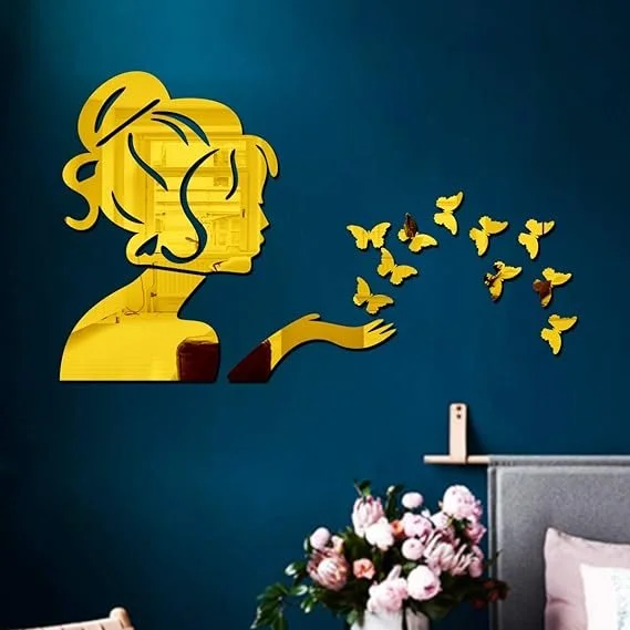 3D Angel Fairy with Butterfly Decorative Mirror for Wall