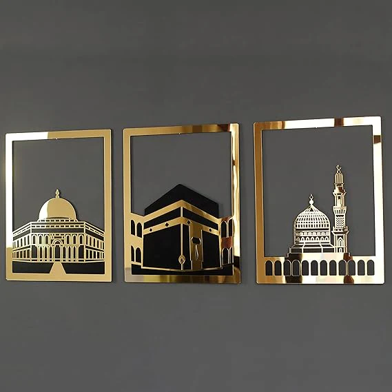 Masjid Al Aqsa, Masjid Al-Haram & Masjid An-Nabawi Islamic Wall Art | Acrylic Kaaba Wall Decor - Image 1