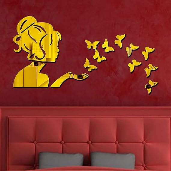 3D Angel Fairy with Butterfly Decorative Mirror for Wall - Image 2