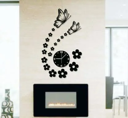 3D Buttery Clock Wal Decor