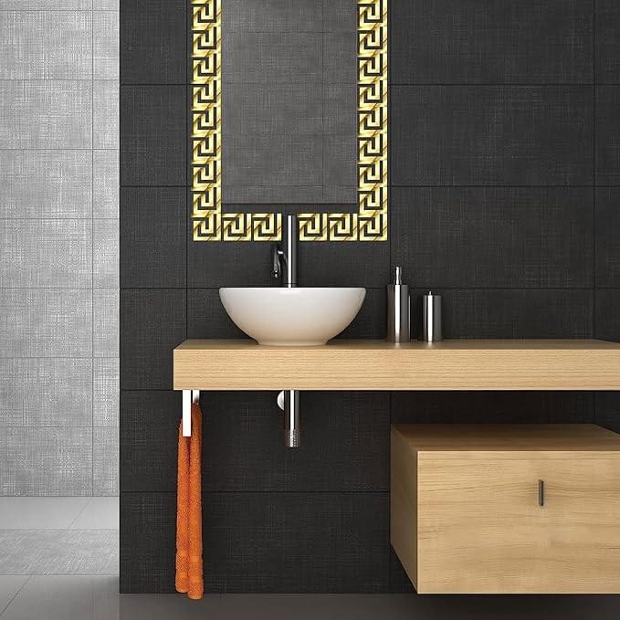 WoodenDesign2 Wooden Design Reflective Wall Mirror - Mirror For Home Decor | Modern Wall Decal - Image 1