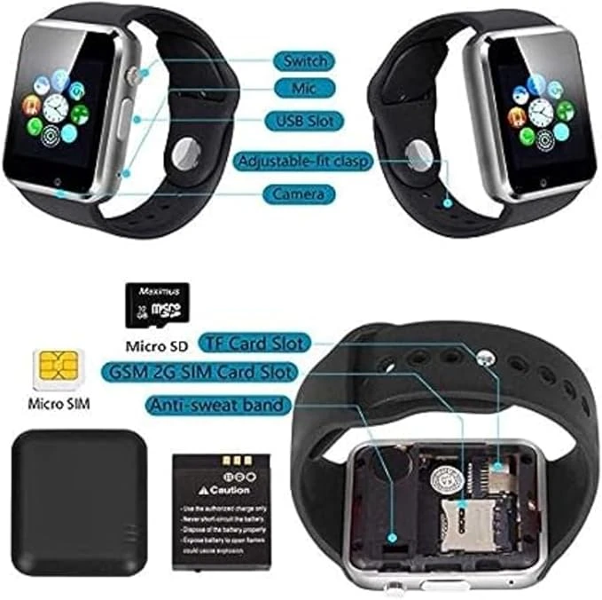 A1 Smart Watch – Bluetooth Touchscreen Watch with SIM & Camera | Fitness Tracker for Android & iOS Phones - Image 1