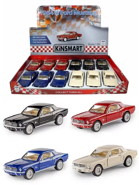 KiNSMART 1964½ Ford Mustang | 1:36 Scale Die-Cast Metal Model Car | Pull-Back Action, Openable Doors – KT5351D (EOS Series, 1x12) - Image 1