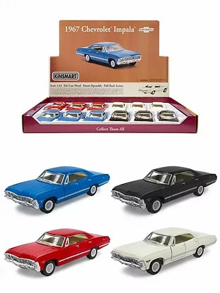 KiNSMART 1967 Chevrolet Impala | 1:43 Scale Die-Cast Metal Model Car | Pull-Back Action, Openable Doors – KT5418D (EOC Series, 1x12 Assortment) - Image 1