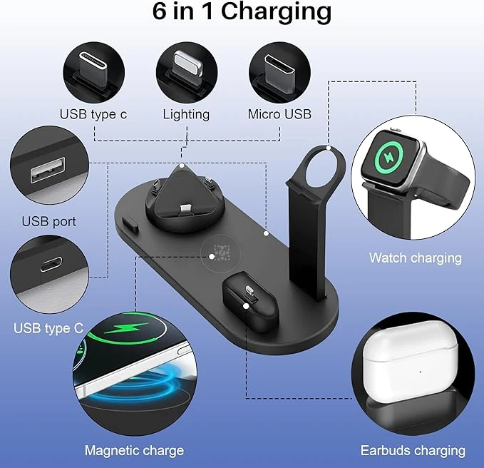 6-in-1 Wireless Charger – All-in-One Charging Station for Your Devices - Image 2