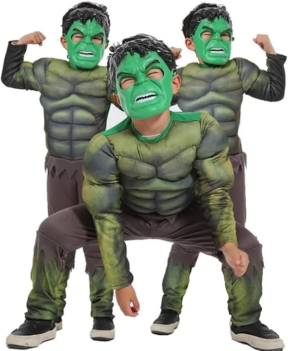 Hulk Costume for Kids – Avengers Superhero Outfit with Mask | Boys Character Costume for Halloween, Cosplay & Dress-Up Parties - Image 1