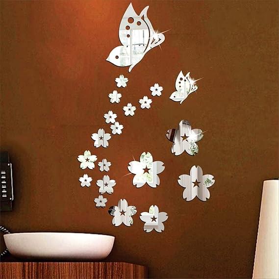 Butterflies & Flowers Mirror - Modern Home Decoration - Image 1